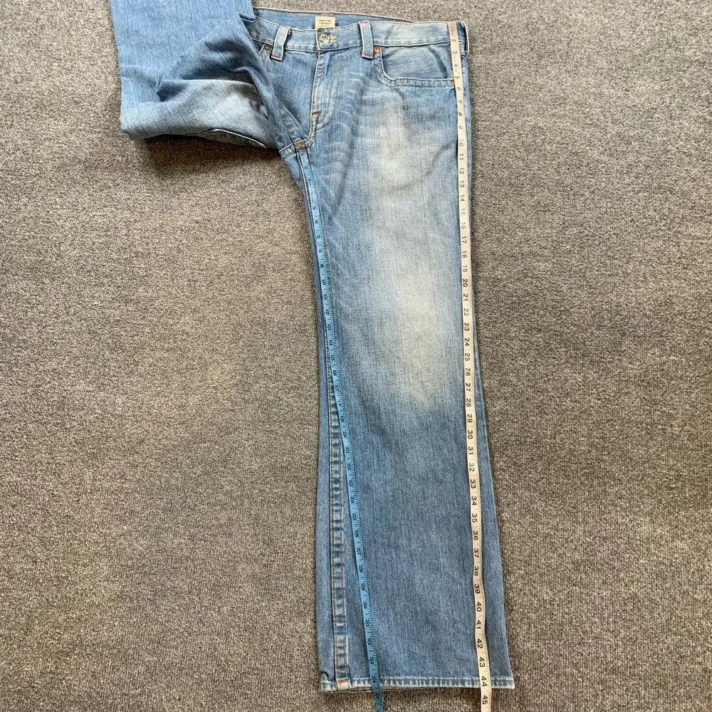 Vintage True Religion Jeans Mens 38 Light Wash Billy Bootcut Flap Pocket Denim